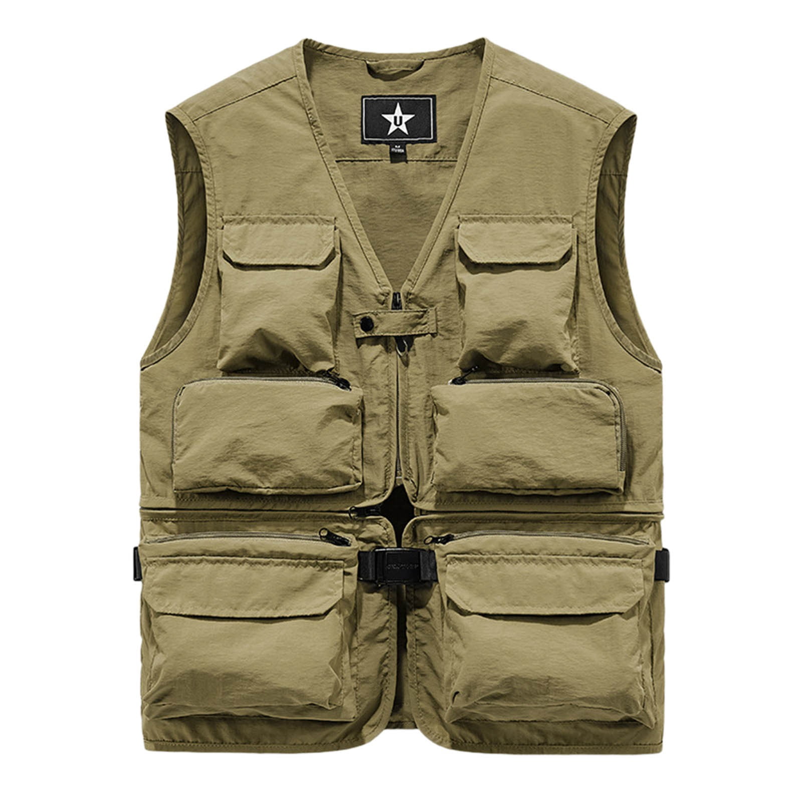 Rvwovn Stand Neck Cargo Vest for Men - Travel Hiking Running Golf Photography Sleeveless Outerwear