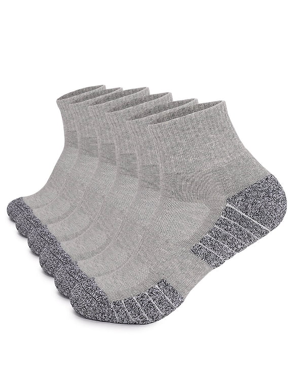 Reinforced 6-Pairs Ankle Socks Breathable Cotton Comfy Athletic Socks for Men
