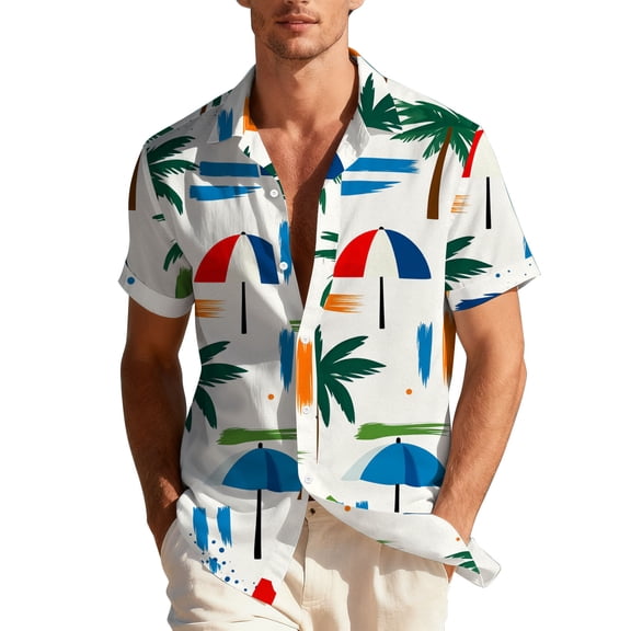 Rvwovn Unisex Adult's Floral Hawaiian Shirt - Short Sleeve Button Down Casual Tropical Summer Beach Shirt