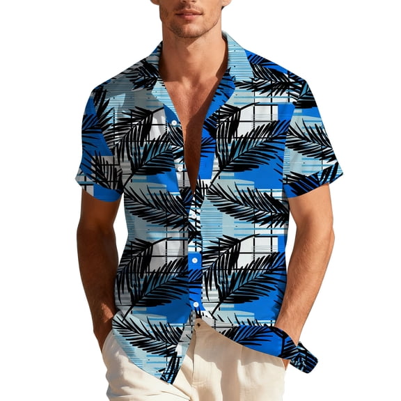 Rvwovn Unisex Adult's Floral Hawaiian Shirt - Short Sleeve Button Down Casual Tropical Summer Beach Shirt