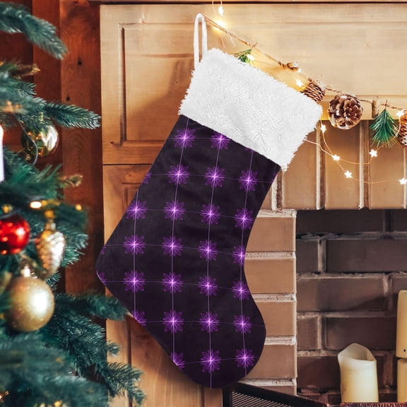 Rvynso Christmas Stockings Purple Snowflake 17.7" Large Stocking Decoration 2 Pack