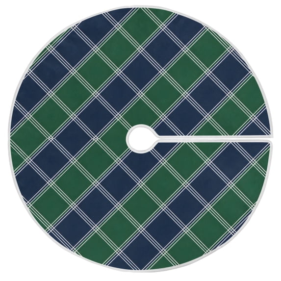 Rvynso Christmas Tree Skirt Green and Blue Checkered Pattern Xmas ...