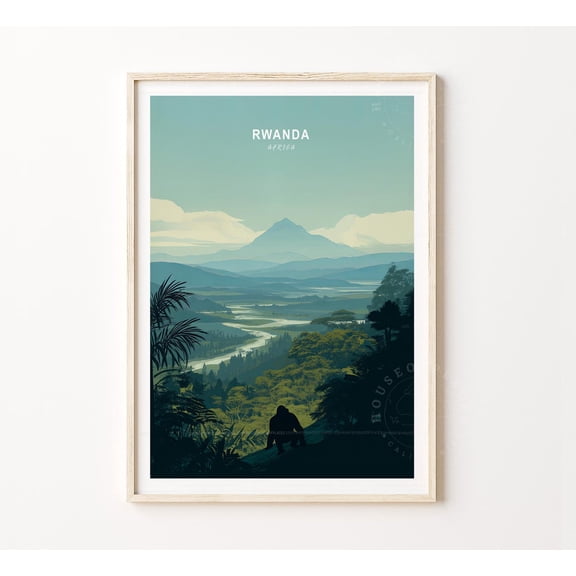 Rwanda Africa Minimalist Cityscape Wall Art Home Decor