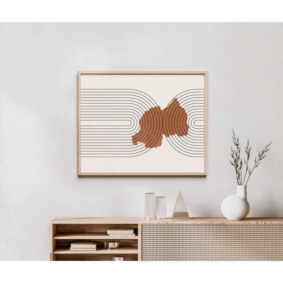 Rwanda Country Map Mid Century Wall Art Decor Unframed Paper Print