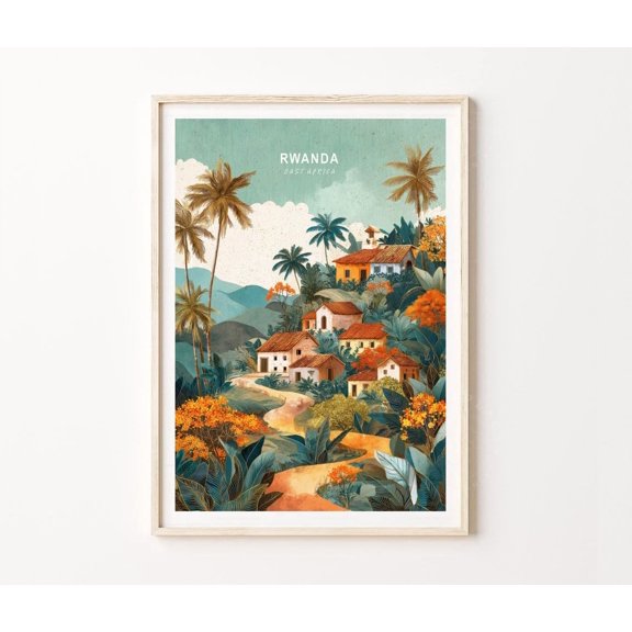 Rwanda East Africa Tropical Travel Wall Art Home Decor