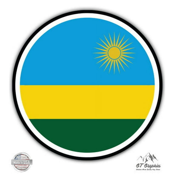 Rwanda Flag - 3" Vinyl Sticker - For Car Laptop I-Pad Phone Helmet Hard Hat - Waterproof Decal