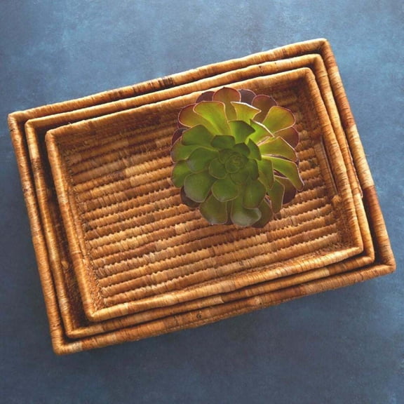 Rwanda Hand Woven Natural Banana Leaf Tray Set