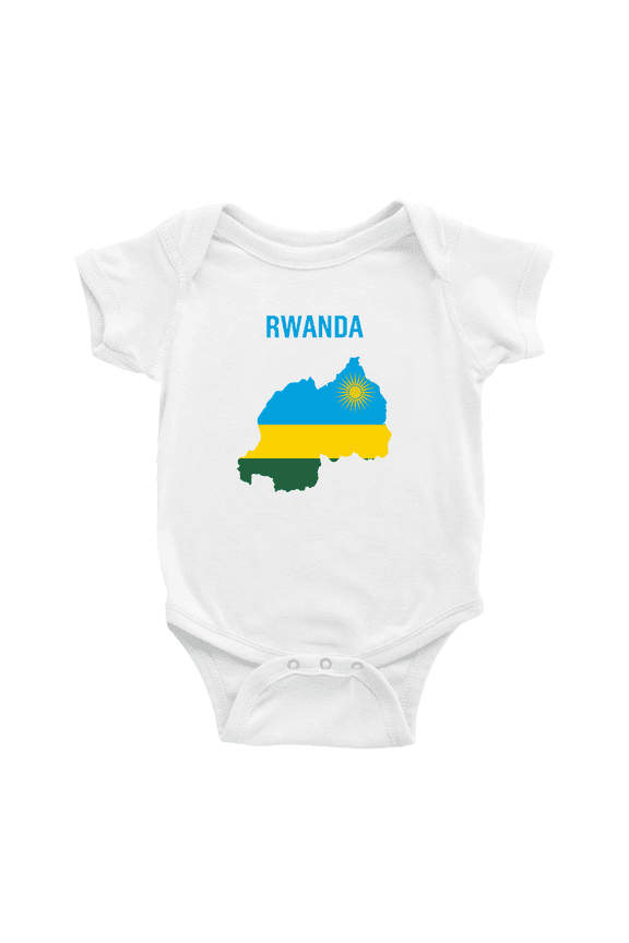 Rwanda Map Flag Baby Rompers (White, 3-6 Months)