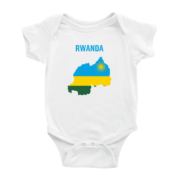 Rwanda Map Flag Baby Rompers (White, 6-12 Months)