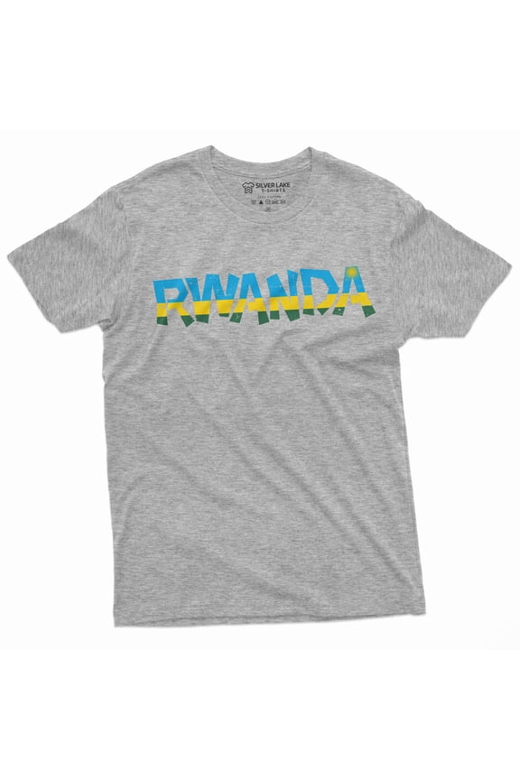 Rwanda T-shirt Rwandan Flag Coat of Arms Country nation Tee Shirt (XX-Large Grey)