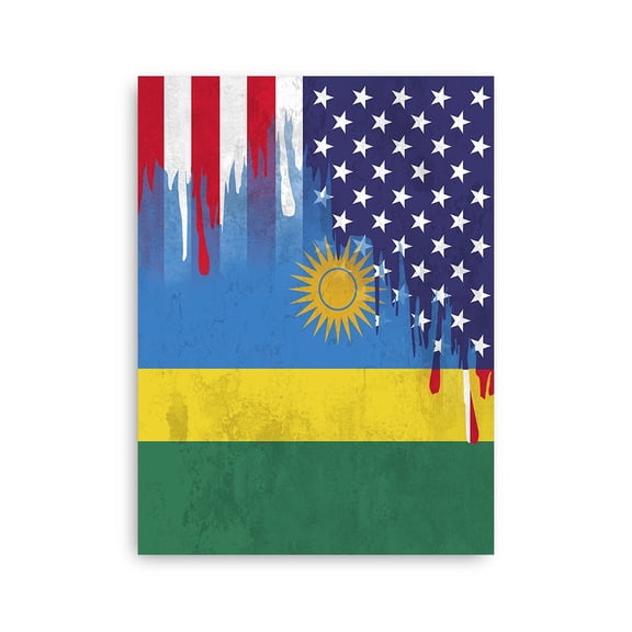 Rwandan American Flag Wall Art Friendship USA Rwanda Roots Poster - 16x24 Inch Unframed