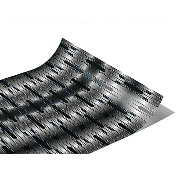 Rwraps Abstract Technology Silver Turquoise Gloss Vinyl Film Wrap 59in x 26ft Vinyl Vehicle Car Film