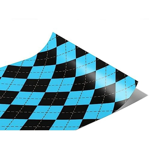 Rwraps Blue Argyle Fantasy Wash Gloss Vinyl Film Wrap 59in x 12ft Vinyl Vehicle Car Film Sheet Roll