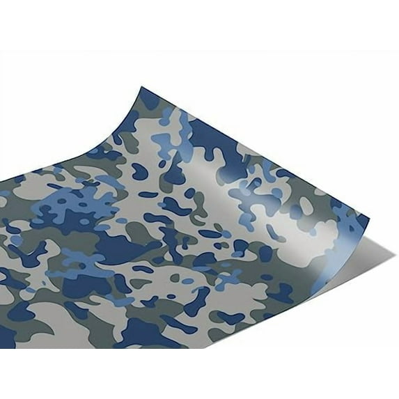 Rwraps Blue Camouflage Spruce Multicam Matte Vinyl Film Wrap 59in x 2ft Vinyl Vehicle Car Film Sheet