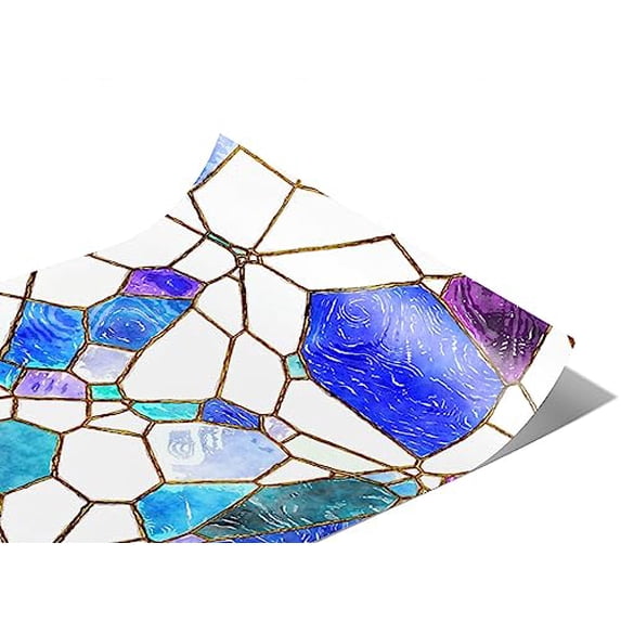 Rwraps Blue Mosaic Glass Refractions Matte Vinyl Film Wrap 59in x 30ft Vinyl Vehicle Car Film Sheet