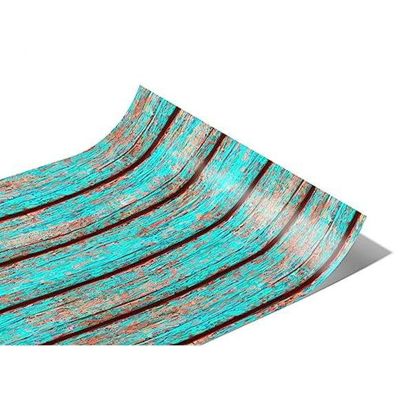 Rwraps Blue Wood Plank Distressed Aqua Gloss Vinyl Film Wrap 59in x 10ft Vinyl Vehicle Car Film