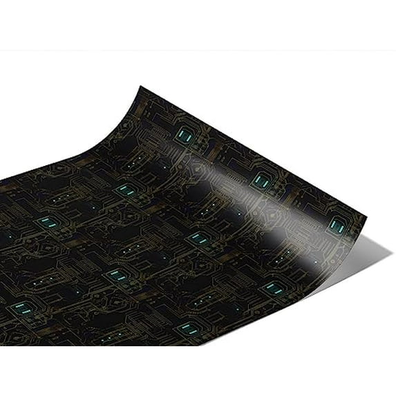 Rwraps Circuit Board Technology Dark Sunshine Gloss Vinyl Film Wrap 59in x 9ft Vinyl Vehicle Car