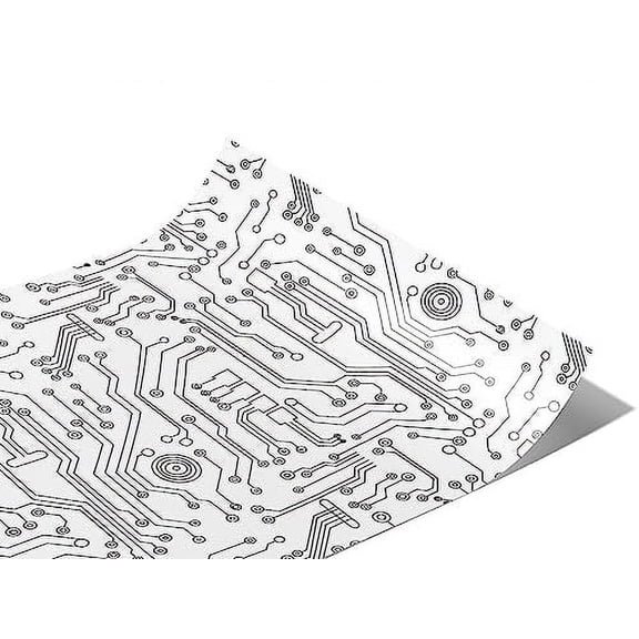 Rwraps Circuit Board Technology Monochrome Motherboard Matte Vinyl Film Wrap 59in x 10ft Vinyl