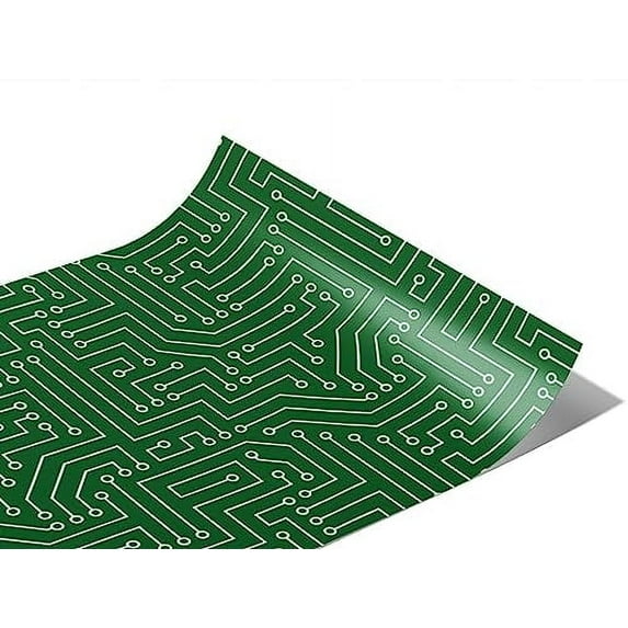 Rwraps Circuit Board Technology Simple Green Matte Vinyl Film Wrap 59in x 4ft Vinyl Vehicle Car Film
