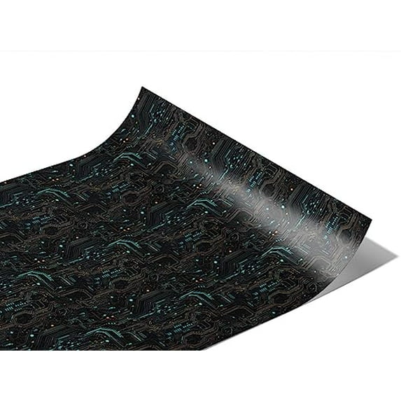 Rwraps Circuit Board Technology Turquoise Terabyte Matte Vinyl Film Wrap 59in x 22ft Vinyl Vehicle
