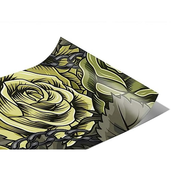 Rwraps Classic Floral Green Chain Matte Vinyl Film Wrap 59in x 27ft Vinyl Vehicle Car Film Sheet