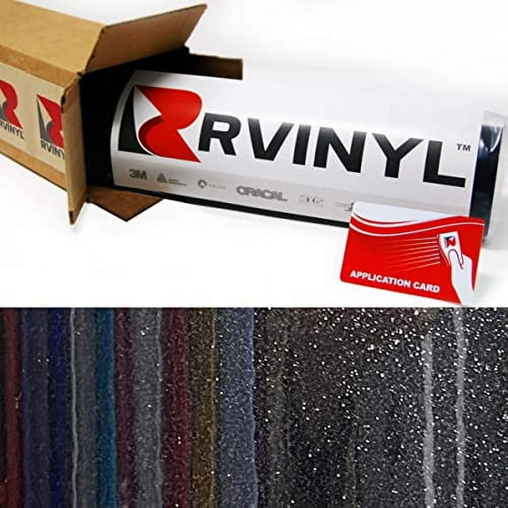 Rwraps Diamond Vinyl Car Wrap Film Black Glitter DC-2000 Bubble Free Finish - 5ft x 7ft