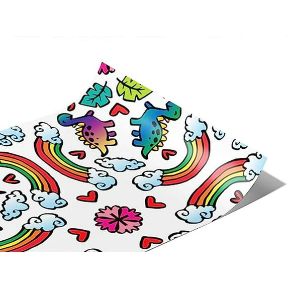 Rwraps Dinosaur Mandala Rainbows Matte Vinyl Film Wrap 59in x 9ft Vinyl Vehicle Car Film Sheet Roll