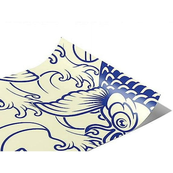 Rwraps Fish White Koi Gloss Vinyl Film Wrap 59in x 11ft Vinyl Vehicle Car Film Sheet Roll