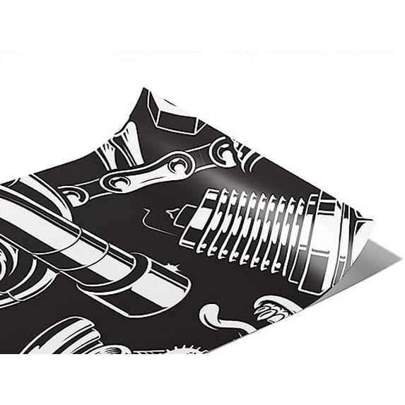 Rwraps Gearhead Black Motor Gloss Vinyl Film Wrap 59in x 8ft Vinyl Vehicle Car Film Sheet Roll