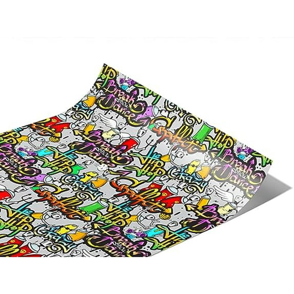 Rwraps Graffiti Black Book Matte Vinyl Film Wrap 59in x 7ft Vinyl Vehicle Car Film Sheet Roll