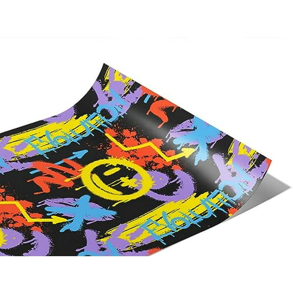 Rwraps Graffiti Black Evolution Matte Vinyl Film Wrap 59in x 26ft Vinyl Vehicle Car Film Sheet Roll