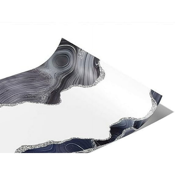 Rwraps Gray Agate Gemstone Silver Slices Gloss Vinyl Film Wrap 59in x 13ft Vinyl Vehicle Car Film