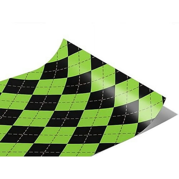 Rwraps Green Argyle Avocado Tones Gloss Vinyl Film Wrap 59in x 21ft Vinyl Vehicle Car Film Sheet