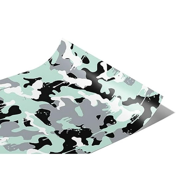 Rwraps Green Camouflage Mint Graffiti Matte Vinyl Film Wrap 59in x 12ft Vinyl Vehicle Car Film Sheet