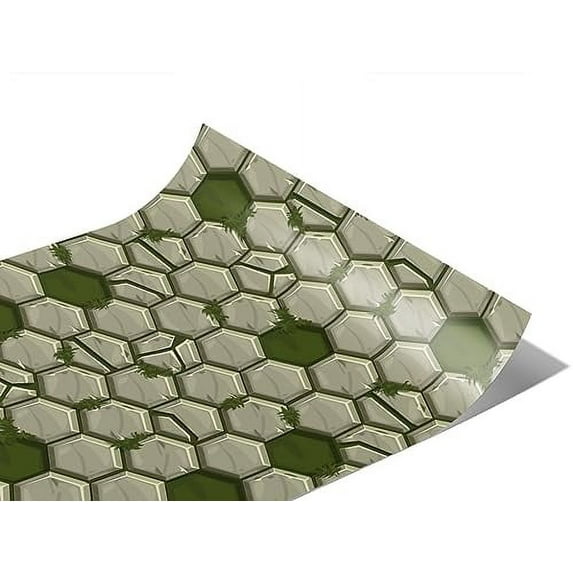 Rwraps Hexagonal Brick Green Mossy Matte Vinyl Film Wrap 59in x 4ft Vinyl Vehicle Car Film Sheet
