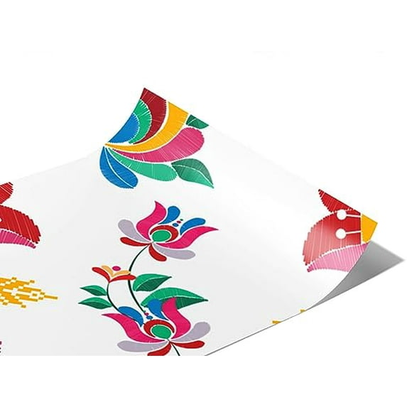 Rwraps Mandala Embroidered Tulips Gloss Vinyl Film Wrap 59in x 20ft Vinyl Vehicle Car Film Sheet