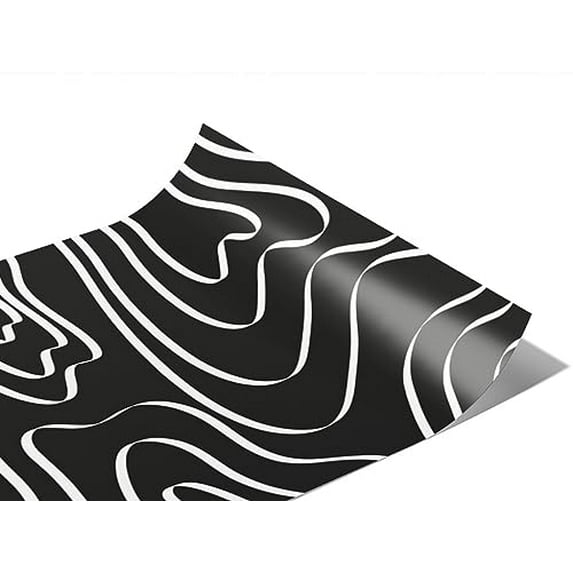 Rwraps Monochrome Abstract Butterfly Wings Gloss Vinyl Film Wrap 59in x 2ft Vinyl Vehicle Car Film
