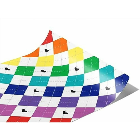 Rwraps Multicolored Argyle Rainbow Love Gloss Vinyl Film Wrap 59in x 16ft Vinyl Vehicle Car Film