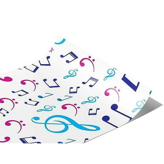 Rwraps Music Pastel Notes Gloss Vinyl Film Wrap 59in x 4ft Vinyl Vehicle Car Film Sheet Roll