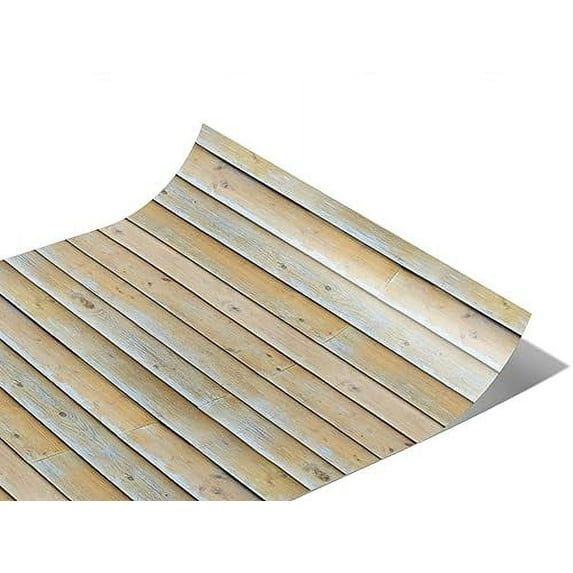 Rwraps Natural Horizontal Wood Plank Whitewash Matte Vinyl Film Wrap 59in x 22ft Vinyl Vehicle Car