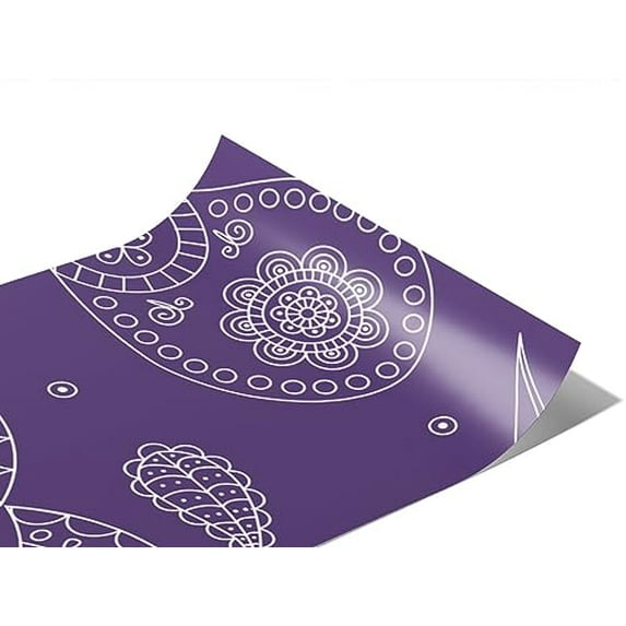 Rwraps Paisley Violet Ocean Matte Vinyl Film Wrap 59in x 3ft Vinyl Vehicle Car Film Sheet Roll