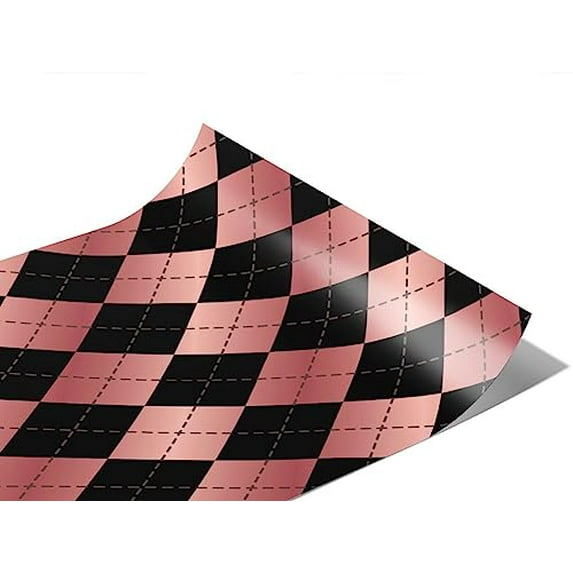 Rwraps Pink Argyle Hidden Flamingos Gloss Vinyl Film Wrap 59in x 17ft Vinyl Vehicle Car Film Sheet