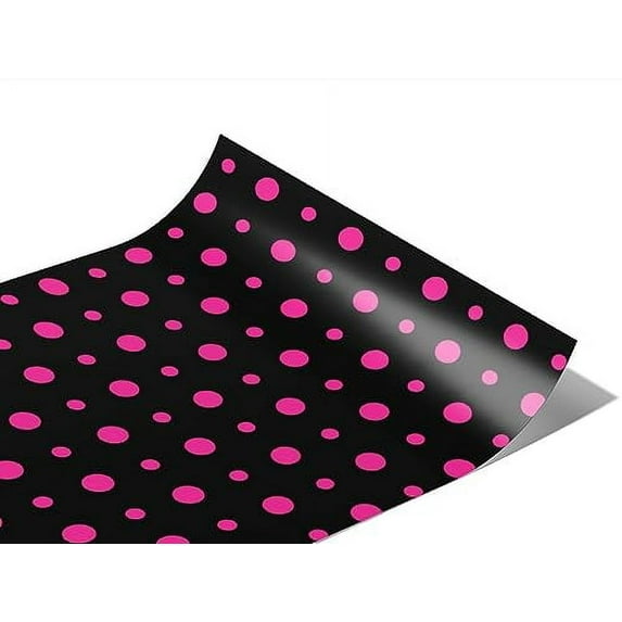 Rwraps Polka Dot Fierce Fuchsia Gloss Vinyl Film Wrap 59in x 10ft Vinyl Vehicle Car Film Sheet Roll