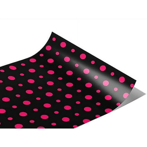 Rwraps Polka Dot Hot Pink Matte Vinyl Film Wrap 59in x 17ft Vinyl Vehicle Car Film Sheet Roll