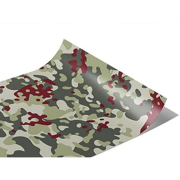 Rwraps Red Camouflage Maroon Flecktarn Matte Vinyl Film Wrap 59in x 2ft Vinyl Vehicle Car Film Sheet