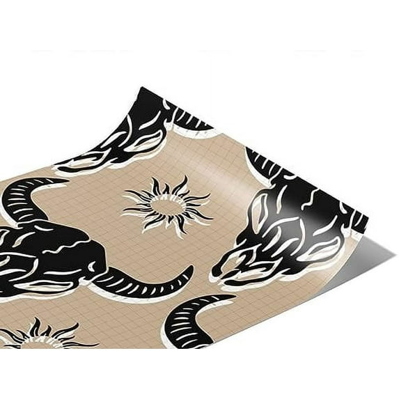 Rwraps Skull and Bones Black Buffalo Matte Vinyl Film Wrap 59in x 6ft Vinyl Vehicle Car Film Sheet