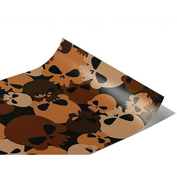 Rwraps Skull and Bones Brown Calvaria Gloss Vinyl Film Wrap 59in x 22ft Vinyl Vehicle Car Film Sheet