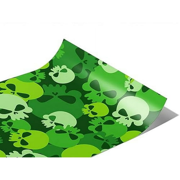 Rwraps Skull and Bones Green Calvaria Matte Vinyl Film Wrap 59in x 6ft Vinyl Vehicle Car Film Sheet