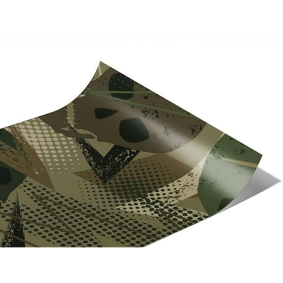 Rwraps Skull and Bones Green Decomposition Gloss Vinyl Film Wrap 59in x 20ft Vinyl Vehicle Car Film