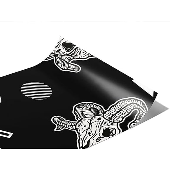 Rwraps Skull and Bones Ram Heads Matte Vinyl Film Wrap 59in x 5ft Vinyl Vehicle Car Film Sheet Roll